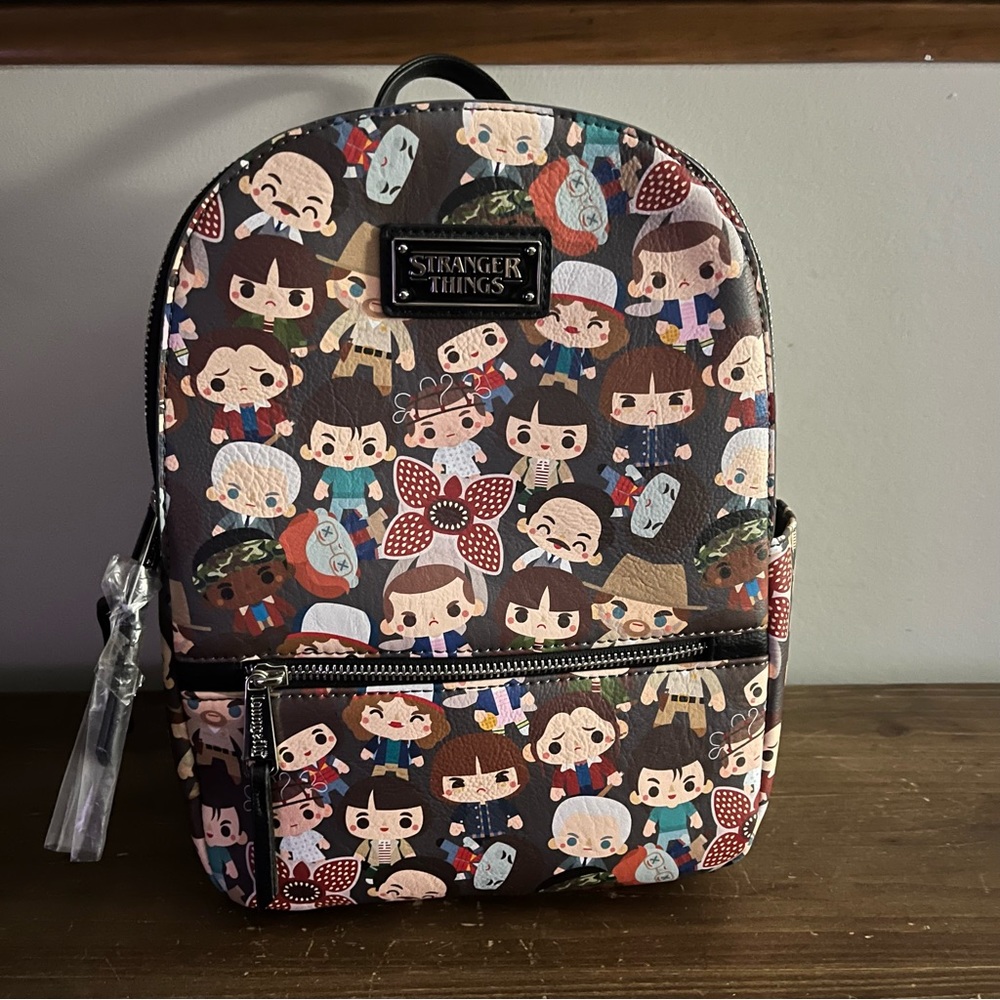 NWT Stranger Things Loungefly Mini Backpack Chibi Characters, New, Rare Print